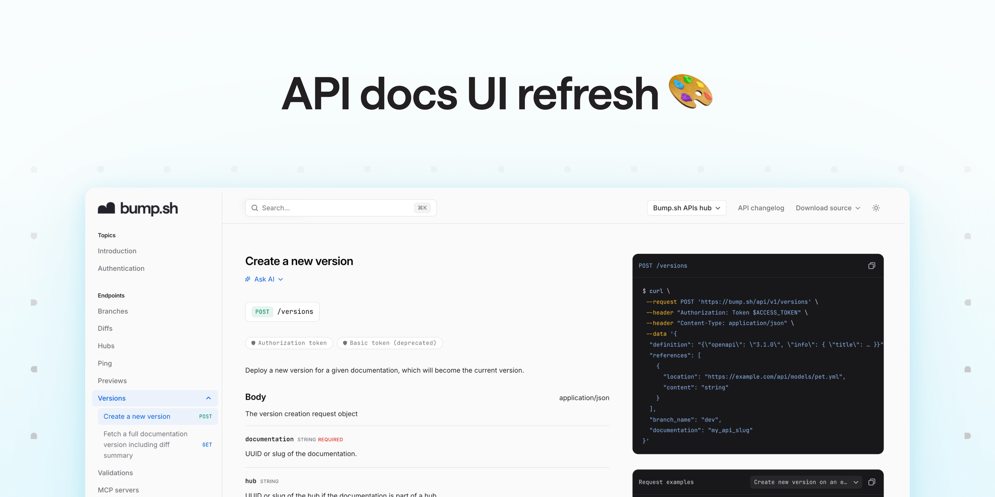 Bump.sh API doc with the new theme